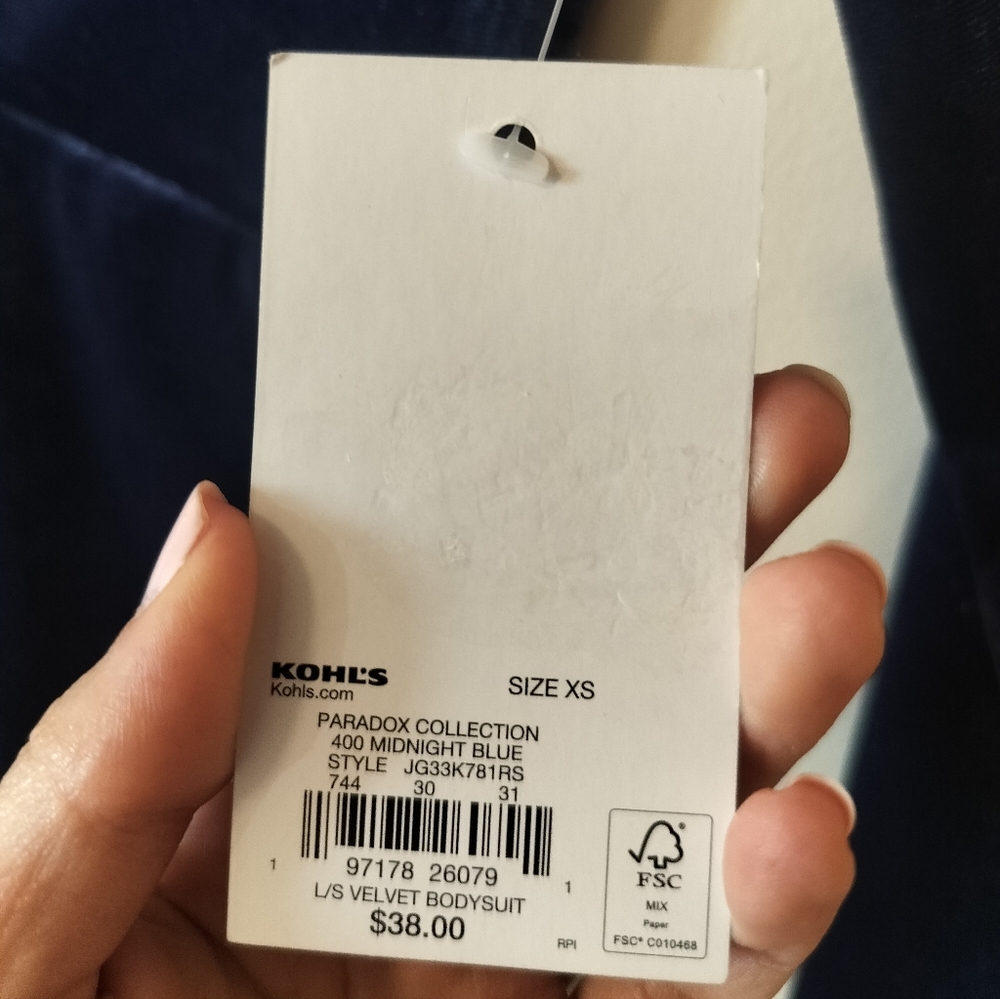 SO bodysuit blue velvet juniors XS NWT - Picture 5 of 6